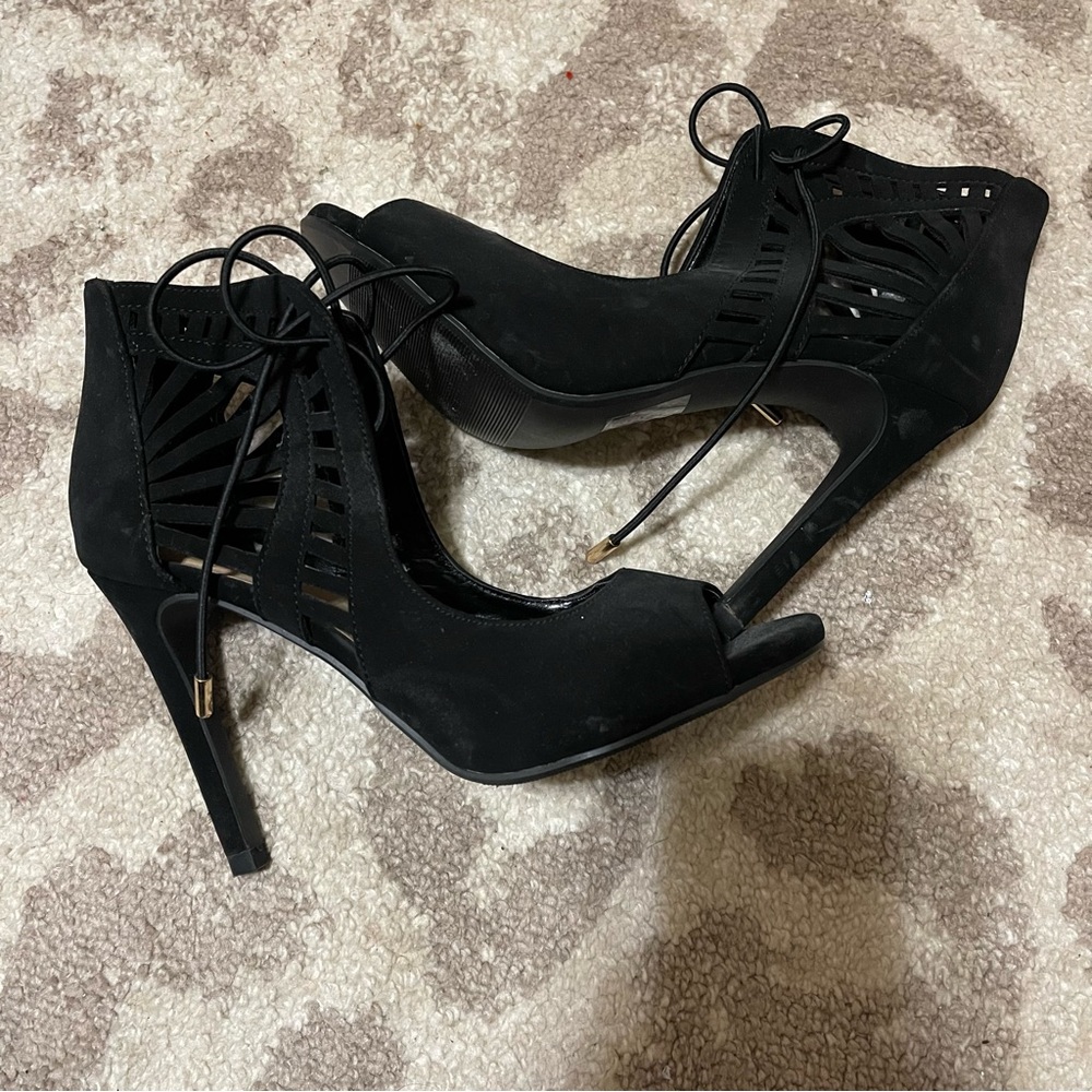 D Brand Faux Suede Lace Up Heels NWOT